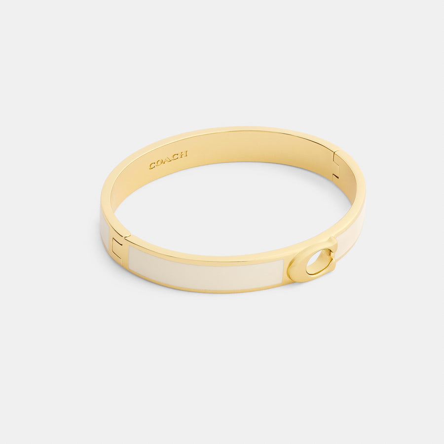 Coach C Hinged Bangle - Gold/Chalk (Women's)