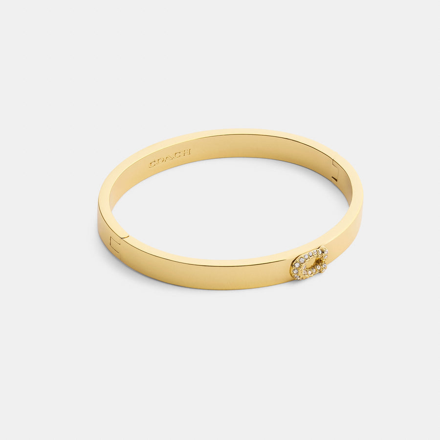 Coach Pavé C Hinged Bangle - Gold (Women's)