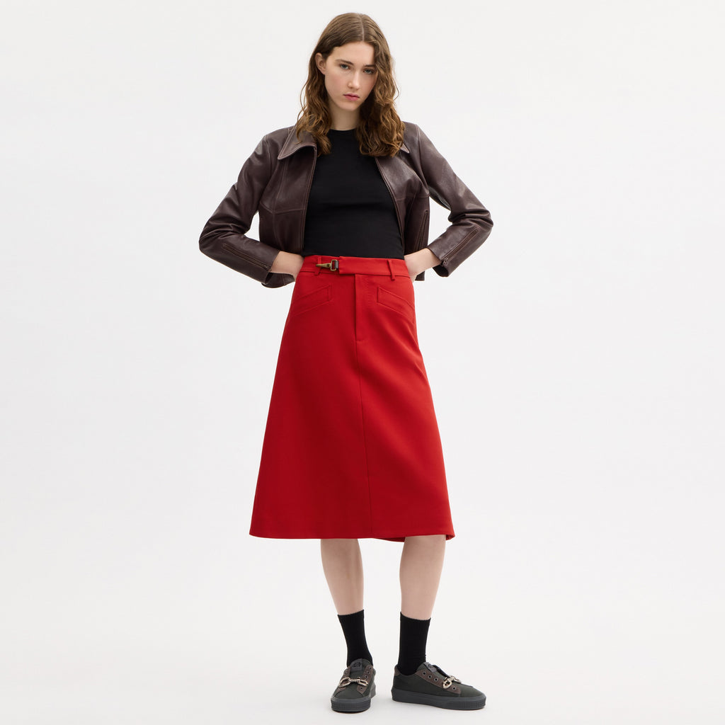 Coach Solid A-Line Skirt - Red (2)