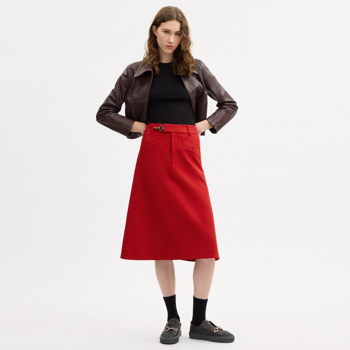 Coach Solid A-Line Skirt - Red (2)