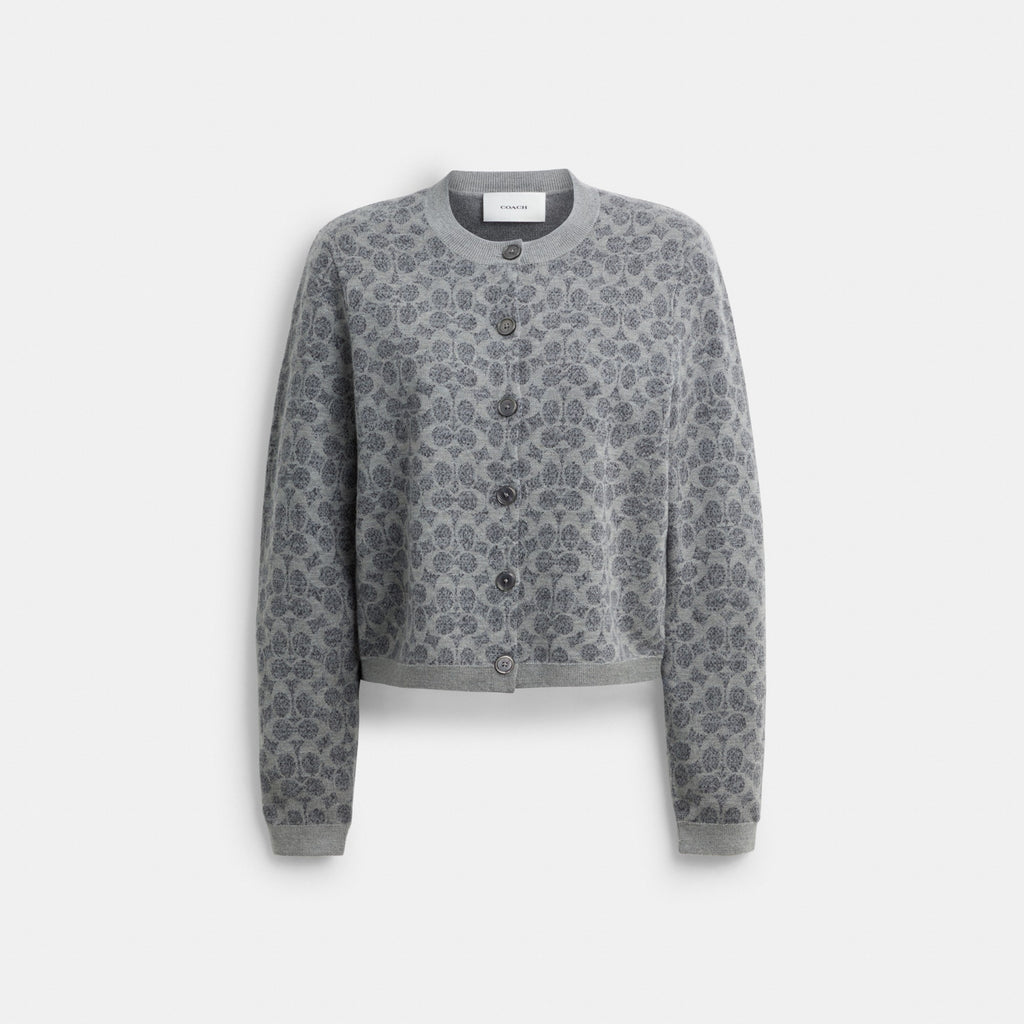 Coach Signature Button Down Cardigan - Grey (Women's)