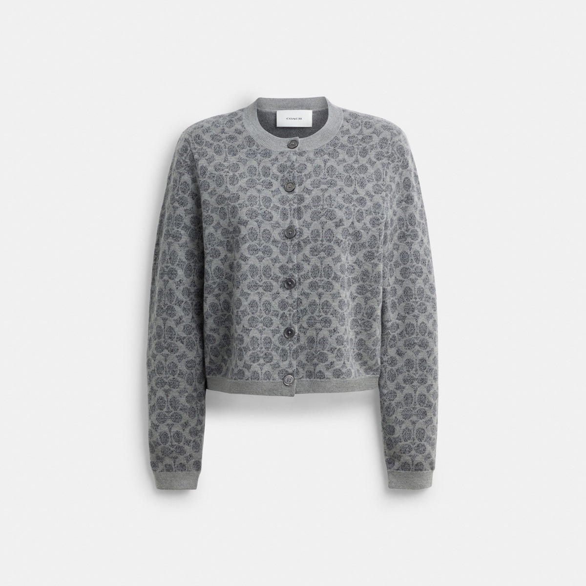 Coach Signature Button Down Cardigan - Grey (Women's)