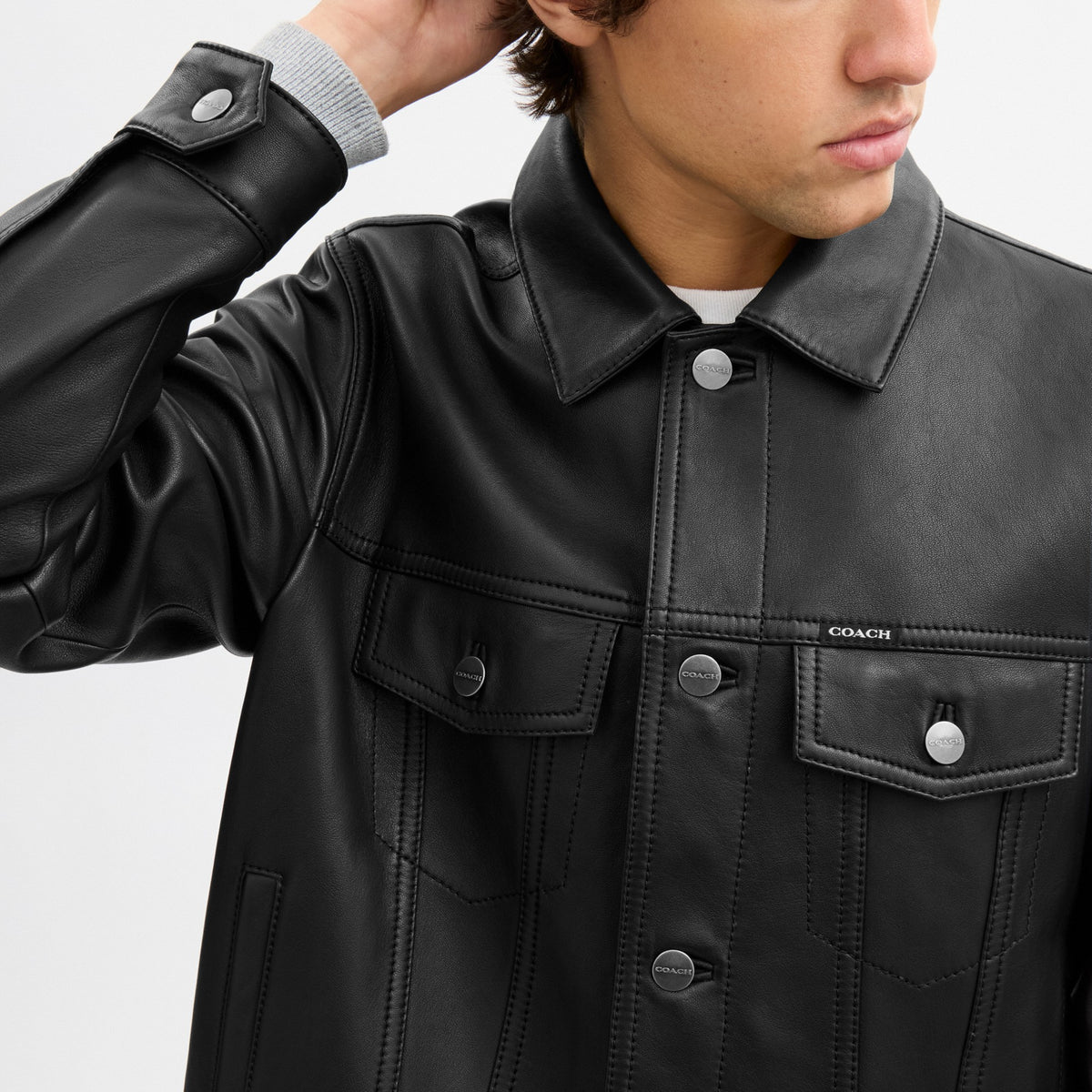 Coach Leather Trucker Jacket - Black (Men's)