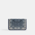 Coach Essential Slim Card Case In Regenerative Cotton Denim With Crystal Signature - Brass/Denim