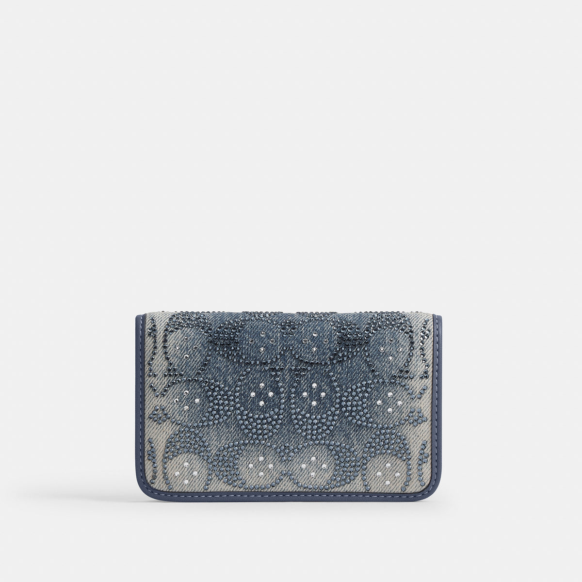 Coach Essential Slim Card Case In Regenerative Cotton Denim With Crystal Signature - Brass/Denim