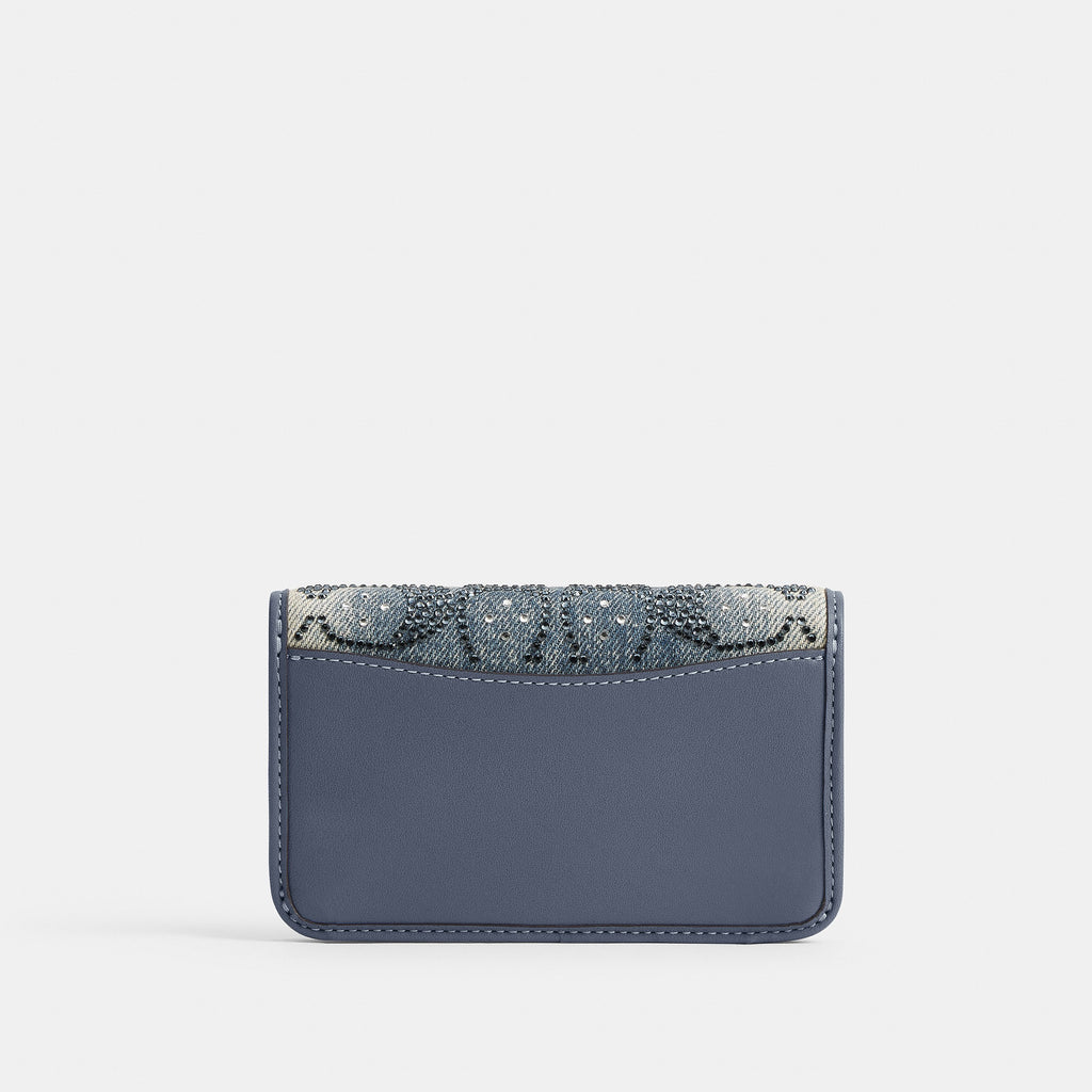 Coach Essential Slim Card Case In Regenerative Cotton Denim With Crystal Signature - Brass/Denim (4)