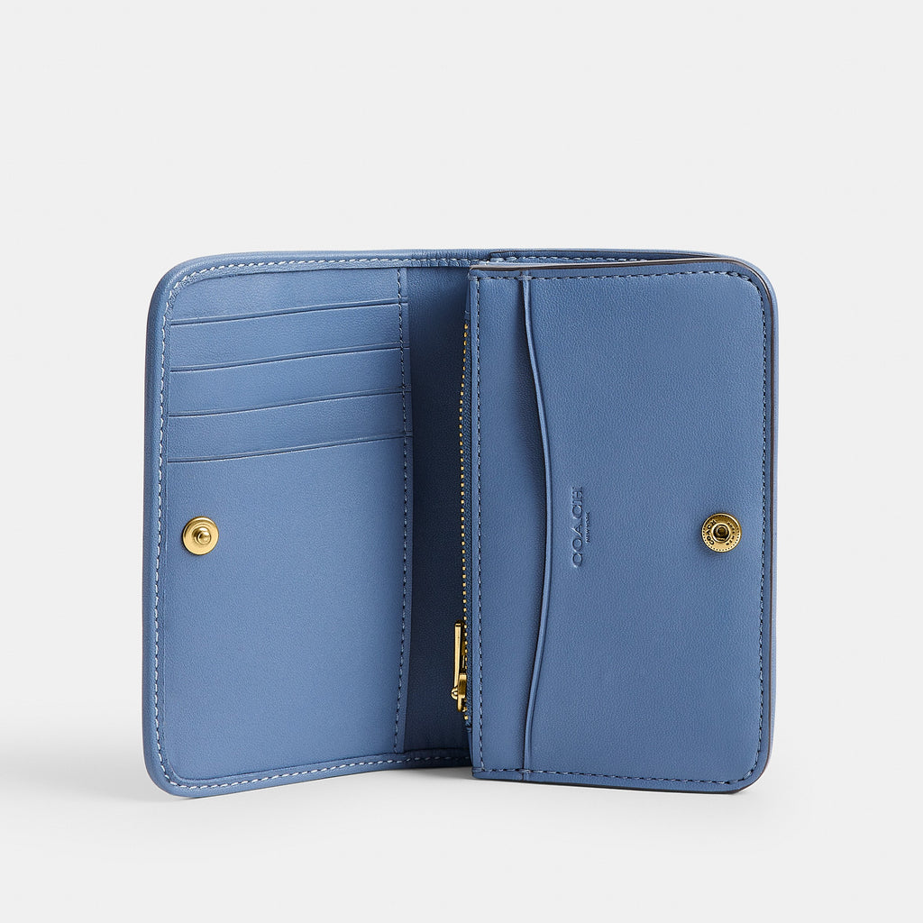 Coach Essential Slim Card Case In Regenerative Cotton Denim With Crystal Signature - Brass/Denim (2)