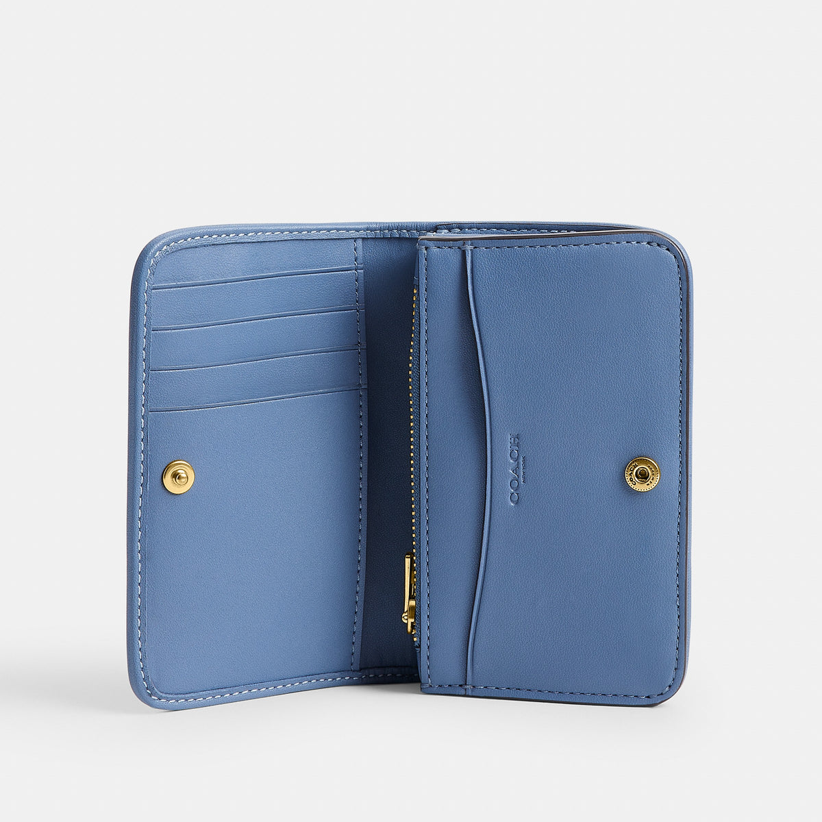 Coach Essential Slim Card Case In Regenerative Cotton Denim With Crystal Signature - Brass/Denim (2)