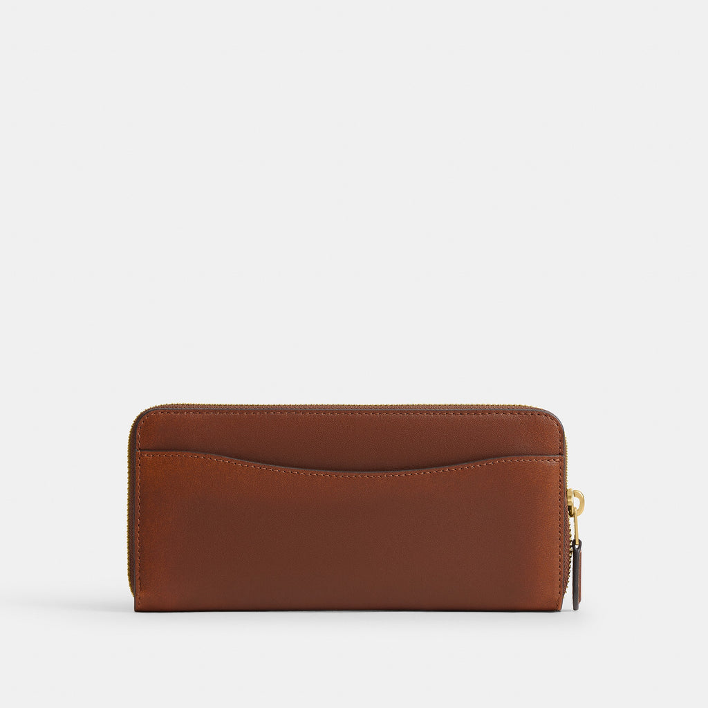 Coach Slim Accordion Zip Wallet In Loved Leather - Brass/Brown (4)