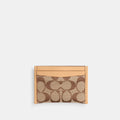 Coach Essential Card Case In Signature Jacquard - Brass/Khaki Light Peach