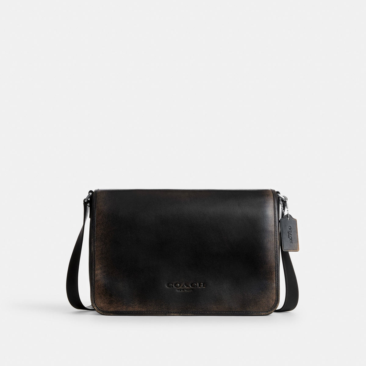 Coach Colby Messenger Bag 32 In Loved Leather - Silver/Black Brown