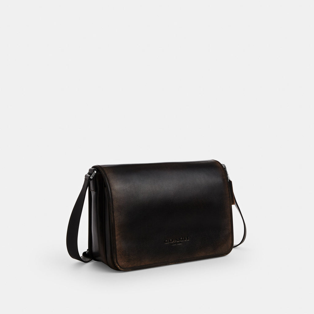 Coach Colby Messenger Bag 32 In Loved Leather - Silver/Black Brown