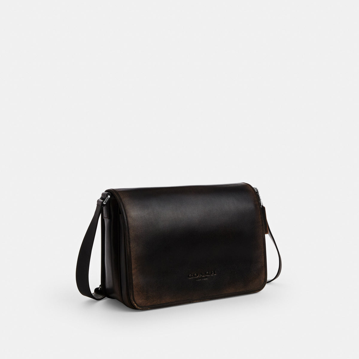 Coach Colby Messenger Bag 32 In Loved Leather - Silver/Black Brown