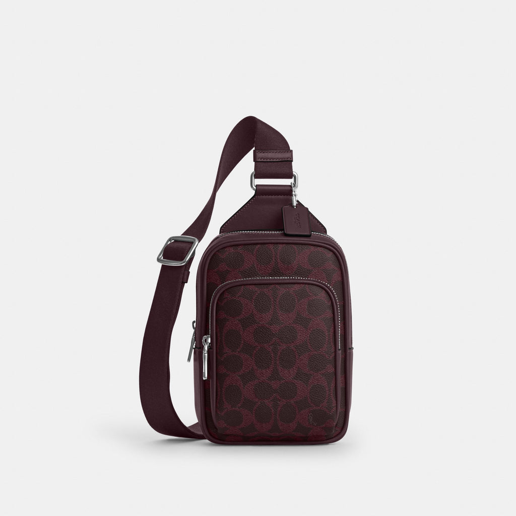 Coach Racer Sling Pack In Signature Canvas - Silver/Black Currant