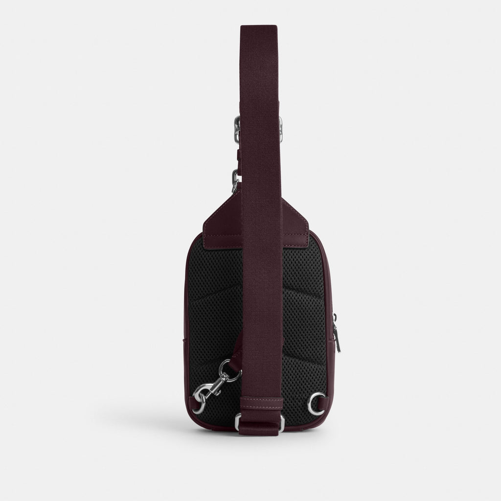 Coach Racer Sling Pack In Signature Canvas - Silver/Black Currant