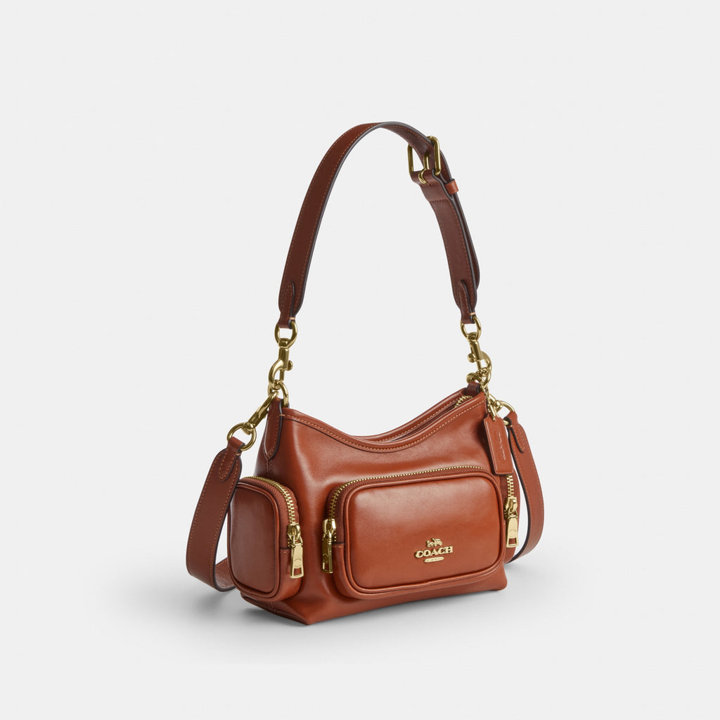 Coach Laurel Shoulder Bag 22 With Pockets - Gold/Cinnamon (Women's)