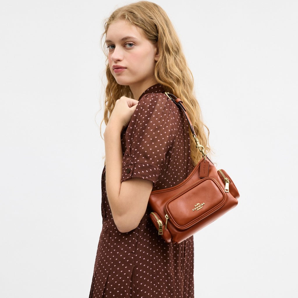 Coach Laurel Shoulder Bag 22 With Pockets - Gold/Cinnamon (Women's)