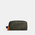 Coach Large Travel Kit In Signature Camo Print - Silver/GREEN