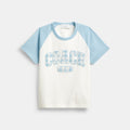 Coach Gingham Sporty Raglan T-Shirt In Organic Cotton - Blue/White (Women's)