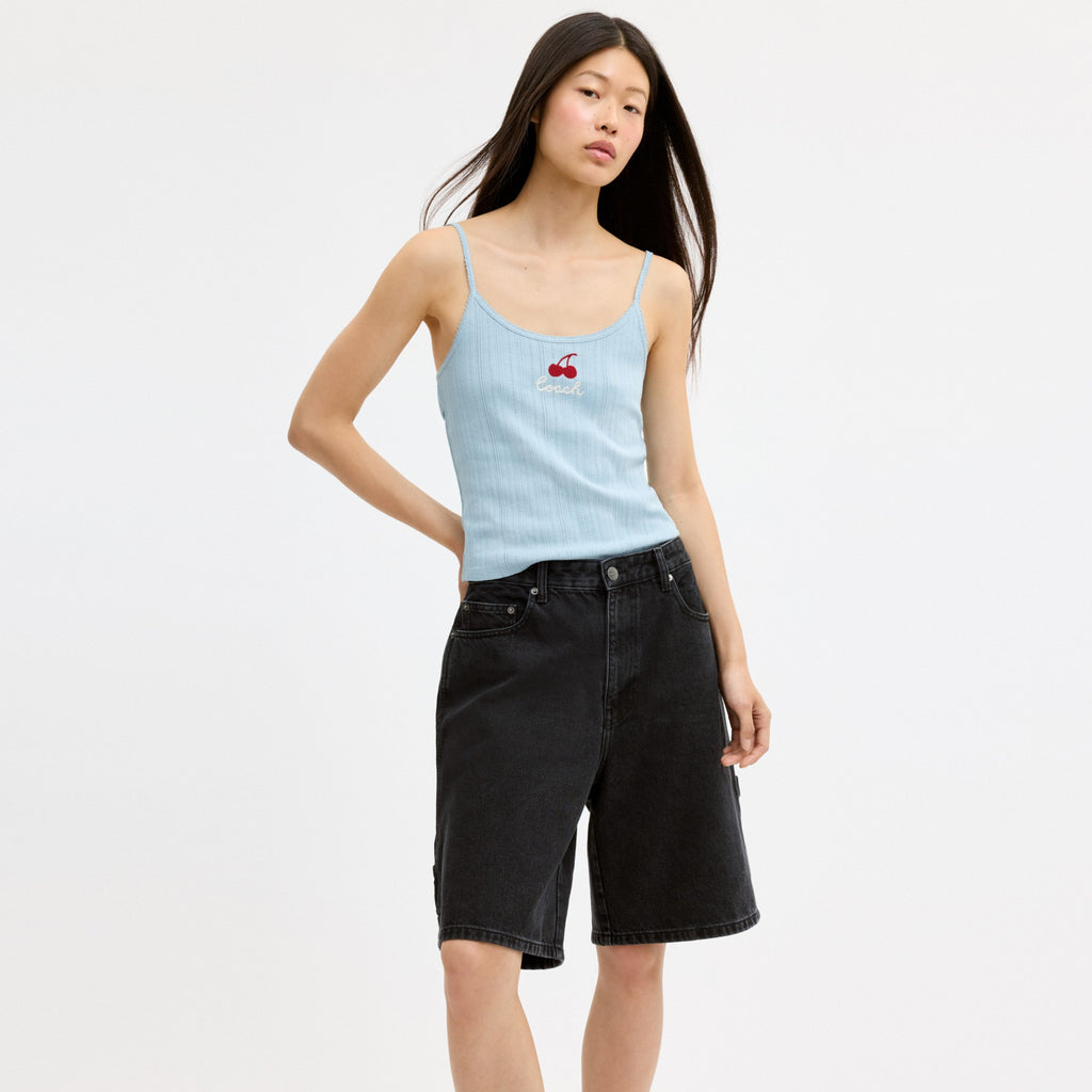 Coach Cherry Pointelle Tank - Blue (Women's)