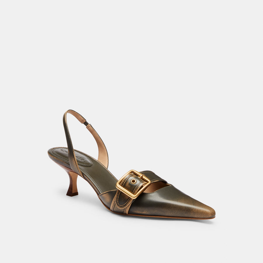Coach Margot Slingback In Loved Leather - Olive (Women's)