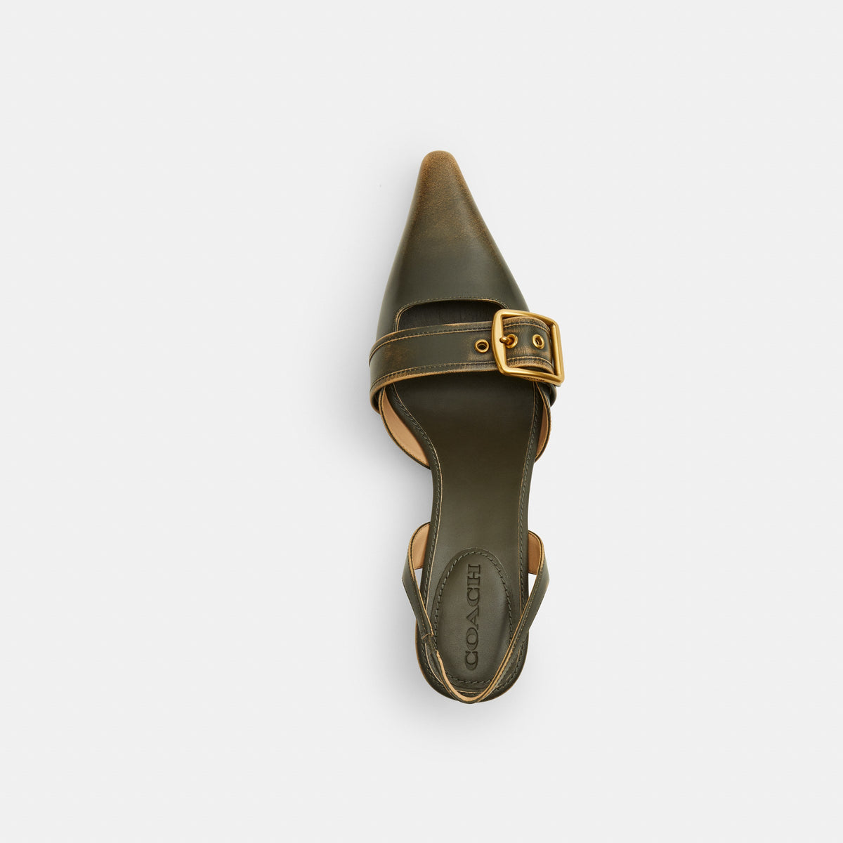 Coach Margot Slingback In Loved Leather - Olive (3)