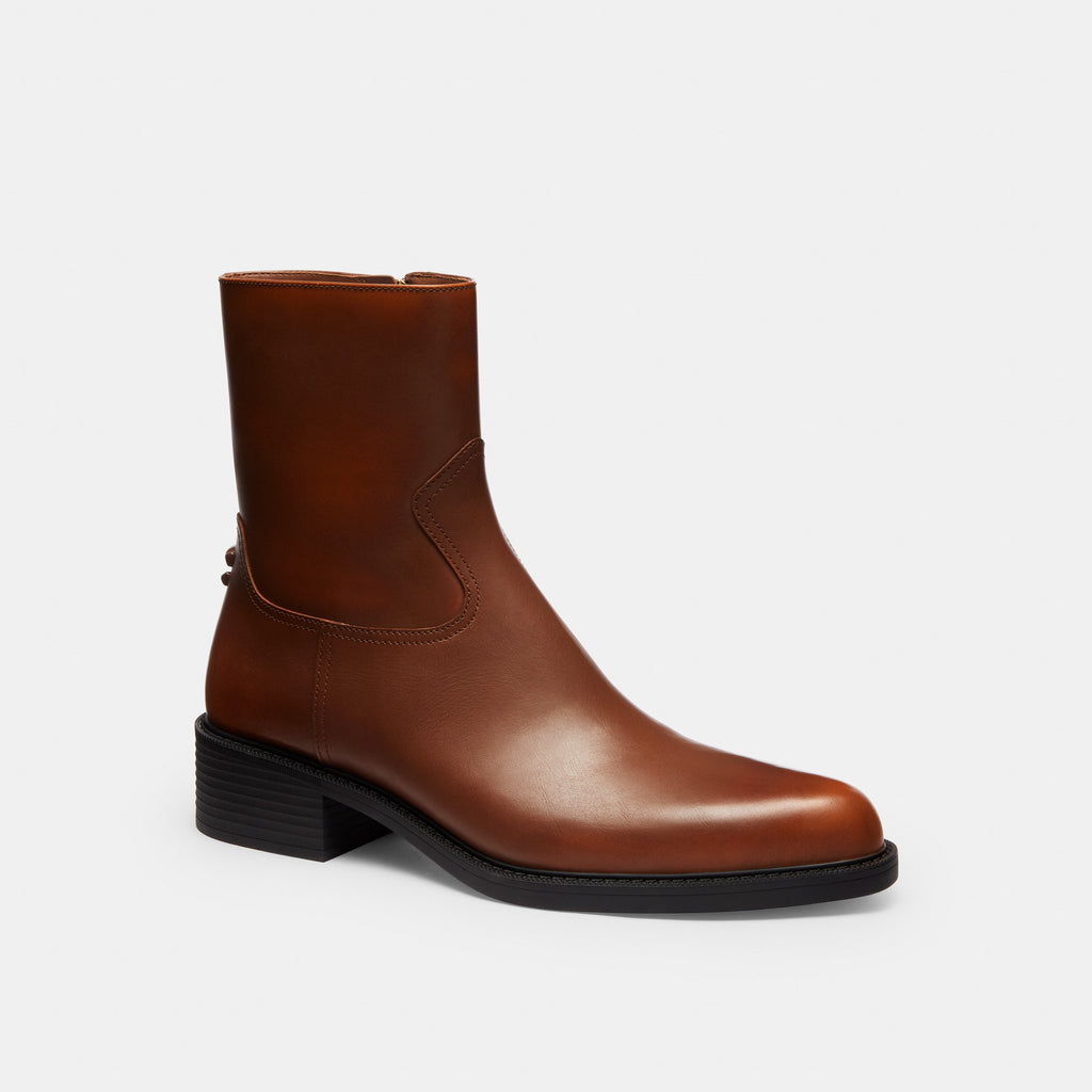 Coach Pointed Toe Bootie In Loved Leather - Saddle