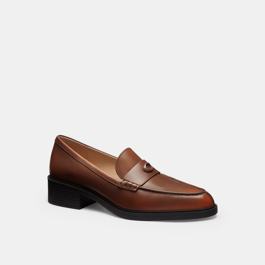 Coach Pointed Toe Loafer In Loved Leather - Saddle (Women's)
