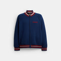 Coach Zip Front Knit Cardigan In Organic Cotton And Recycled Polyester - Navy Multi