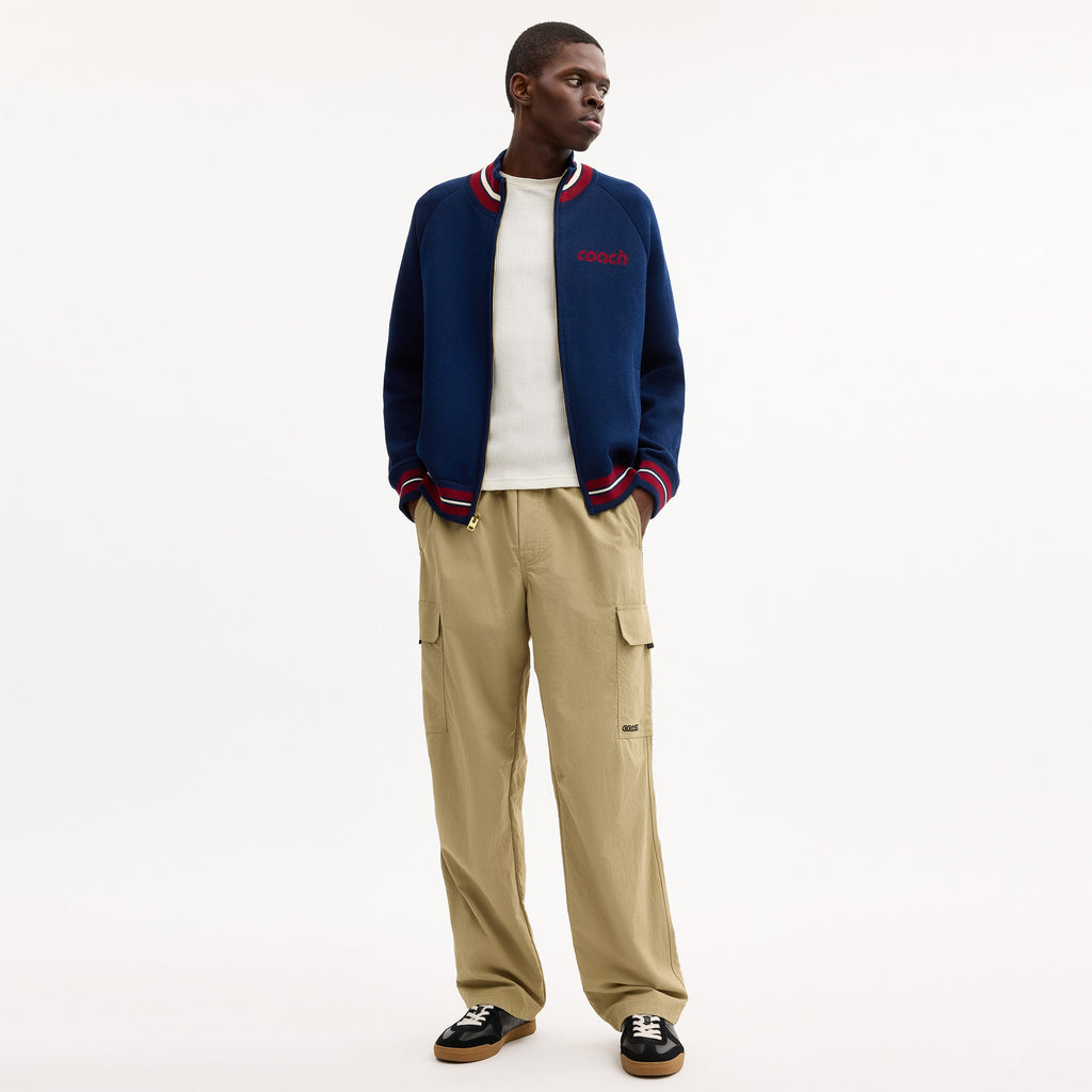 Coach Zip Front Knit Cardigan In Organic Cotton And Recycled Polyester - Navy Multi (2)