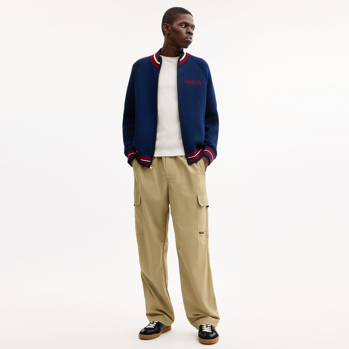 Coach Zip Front Knit Cardigan In Organic Cotton And Recycled Polyester - Navy Multi (2)