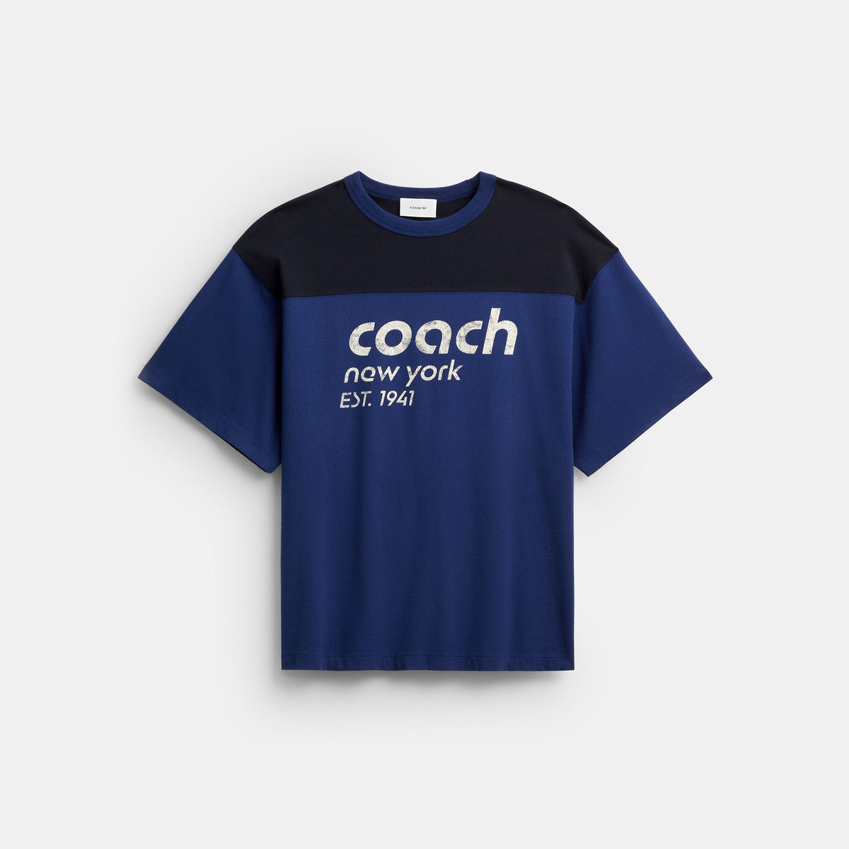Coach Colorblocked T-Shirt In Organic Cotton - Blue Multi