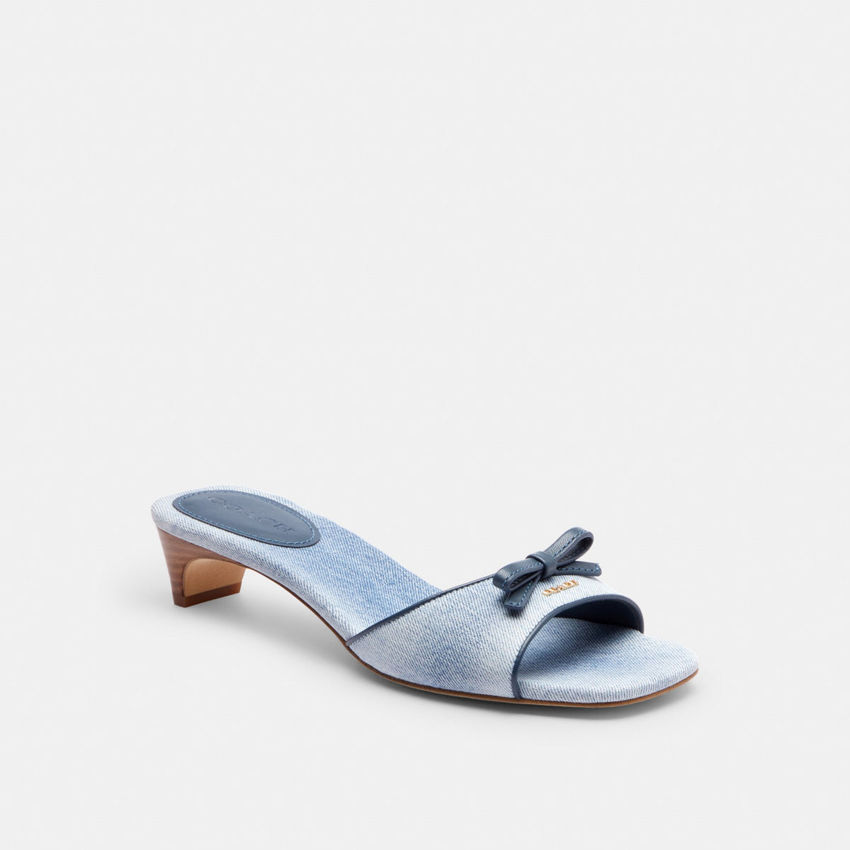 Coach Bow Kitten Heel Sandal In Loved Denim - Light Indigo (Women's)