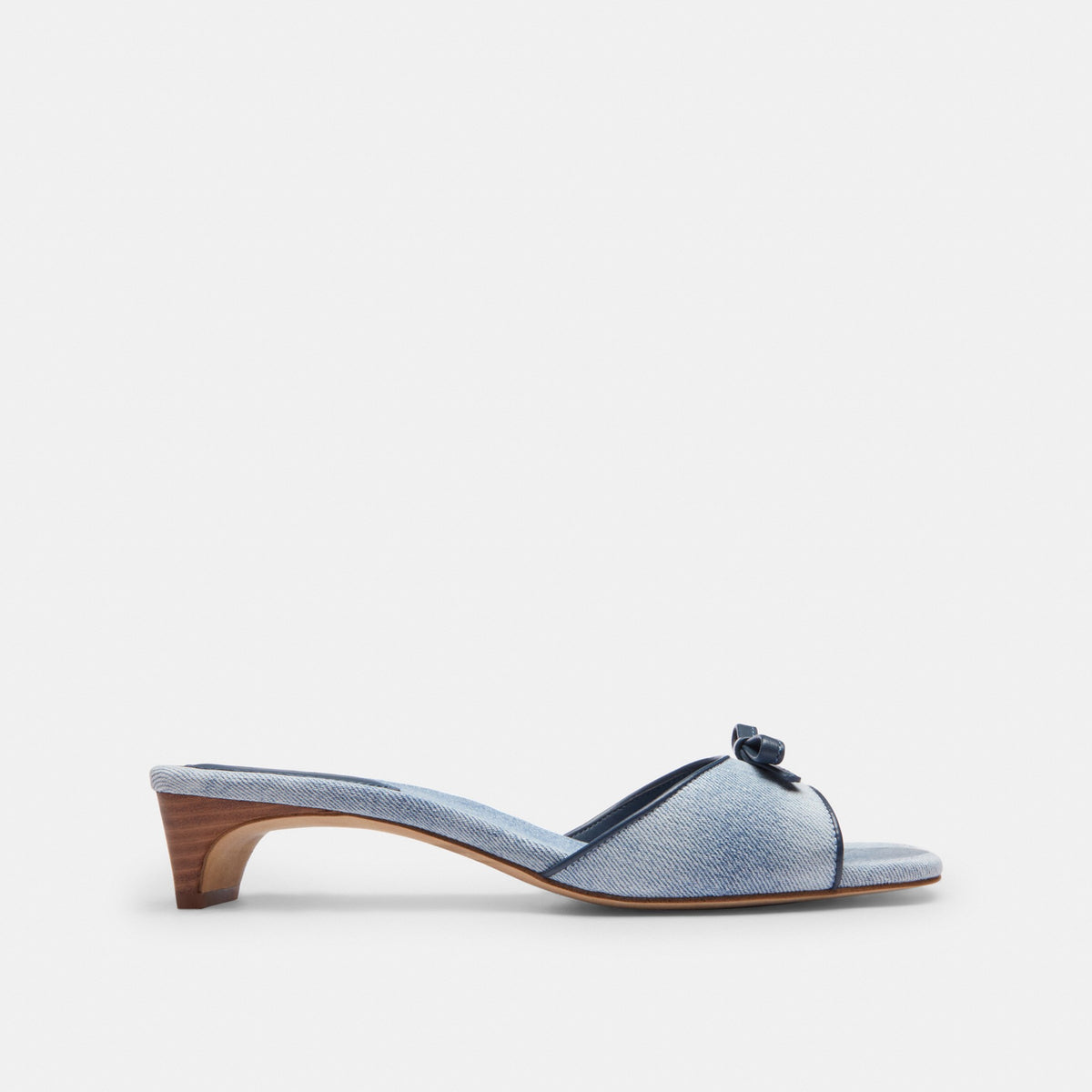 Coach Bow Kitten Heel Sandal In Loved Denim - Light Indigo (Women's)