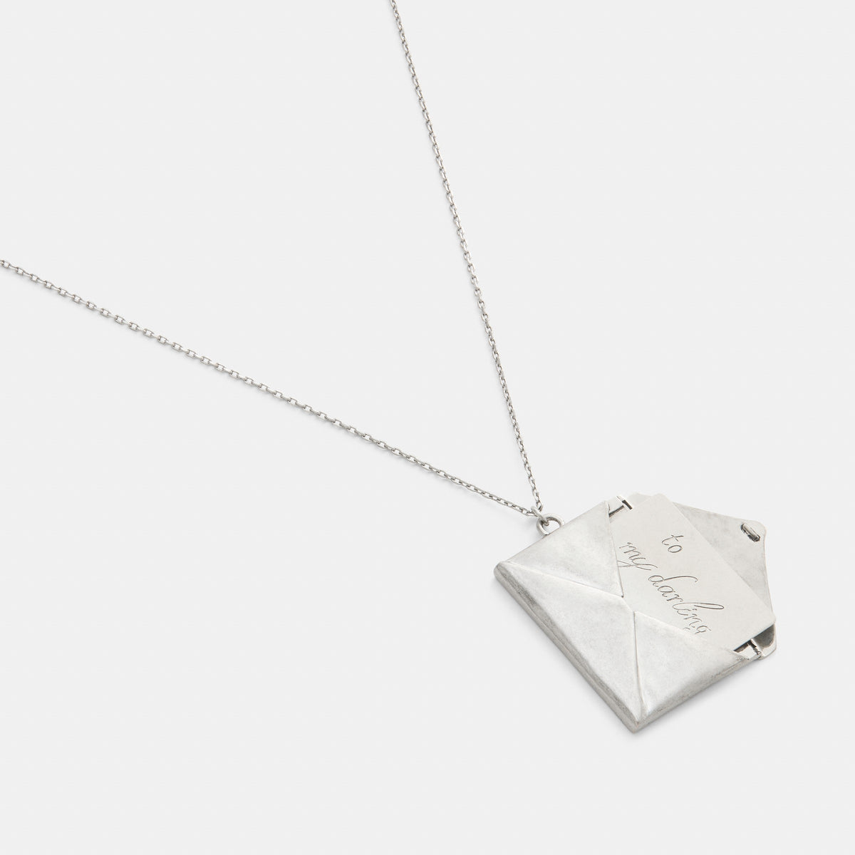 Coach Envelope Pendant Long Necklace - Silver (4)