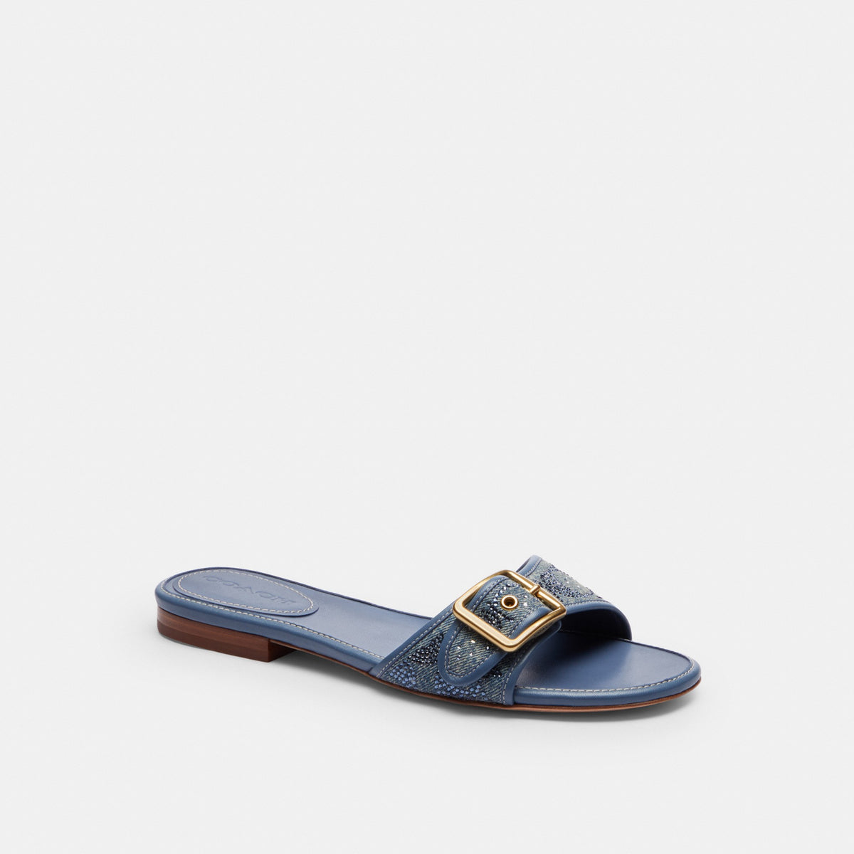 Coach Margot Flat Sandal In Crystal Signature Denim - Denim (Women's)