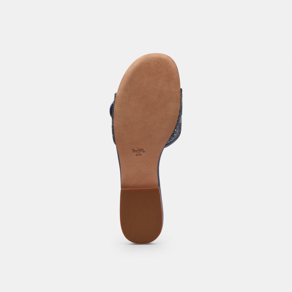 Coach Margot Flat Sandal In Crystal Signature Denim - Denim (Women's)