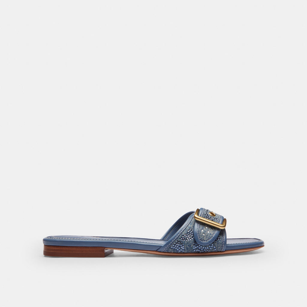Coach Margot Flat Sandal In Crystal Signature Denim - Denim (Women's)