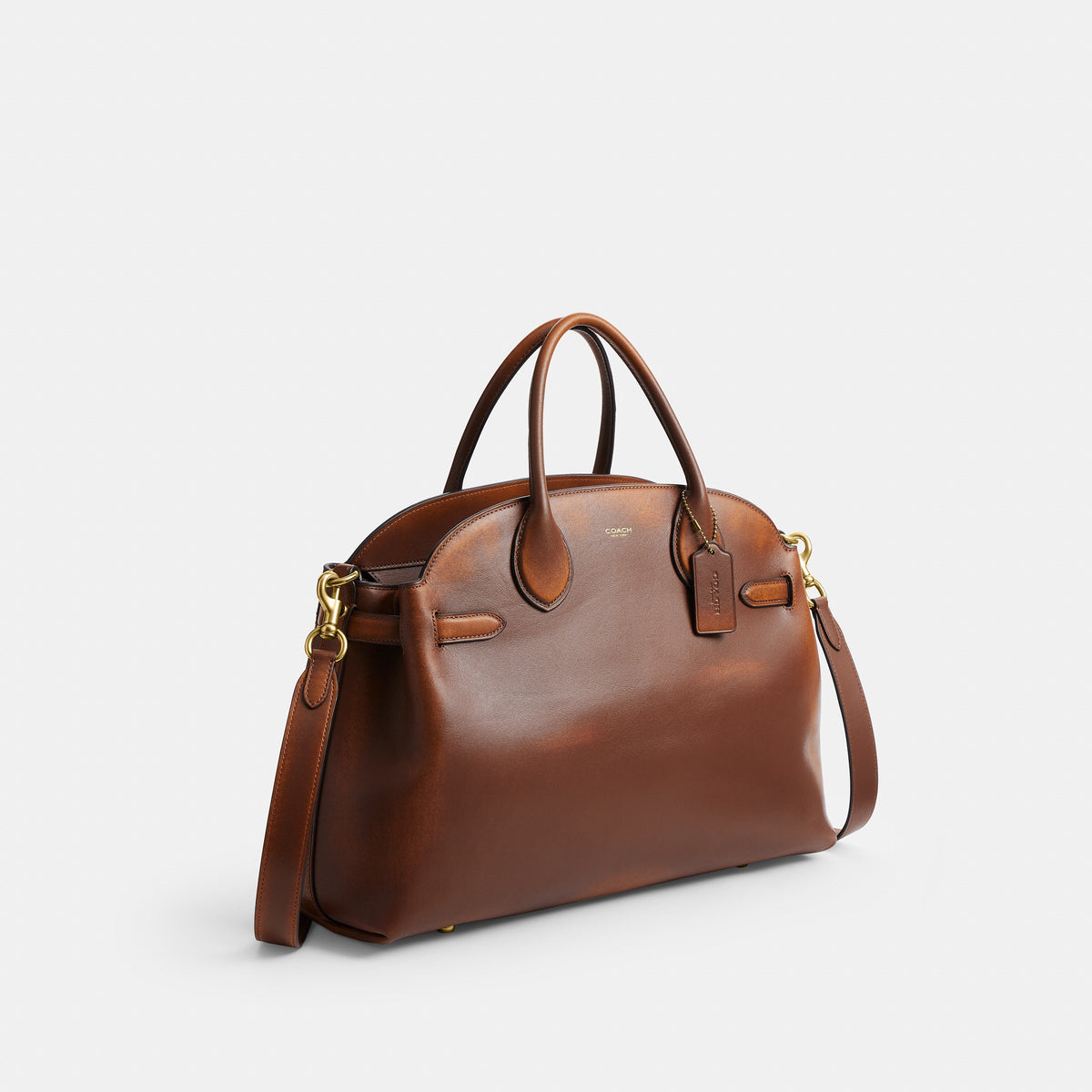 Coach Soft Empire Carryall Bag 40 In Loved Leather - Brass/Brown (2)
