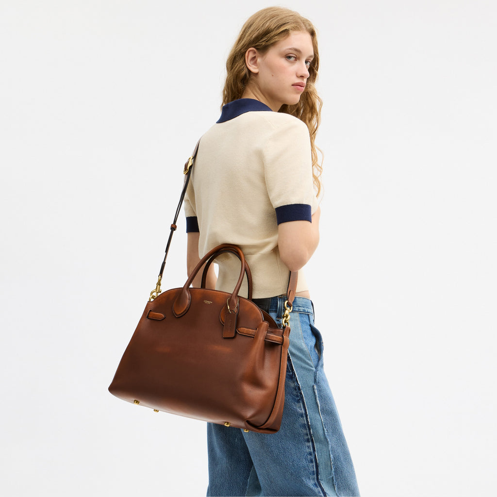 Coach Soft Empire Carryall Bag 40 In Loved Leather - Brass/Brown (5)