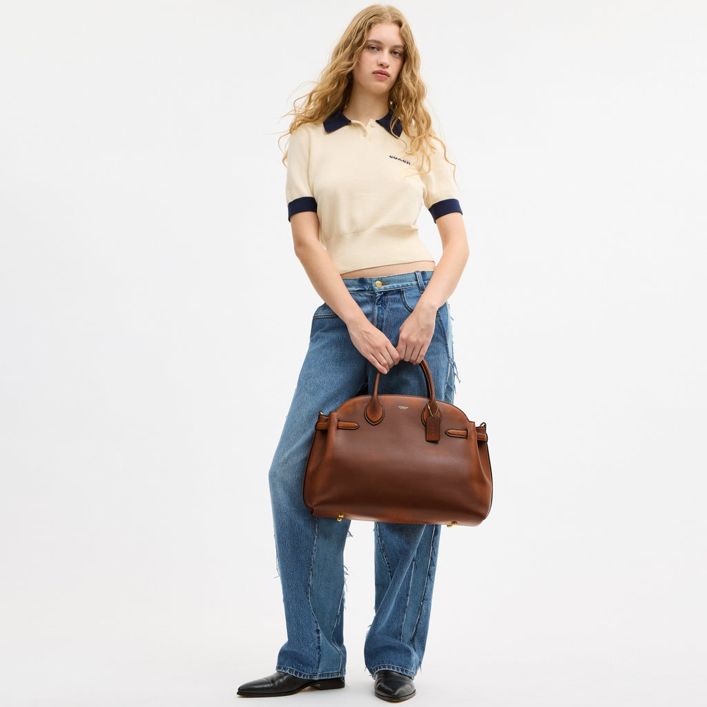 Coach Soft Empire Carryall Bag 40 In Loved Leather - Brass/Brown (9)