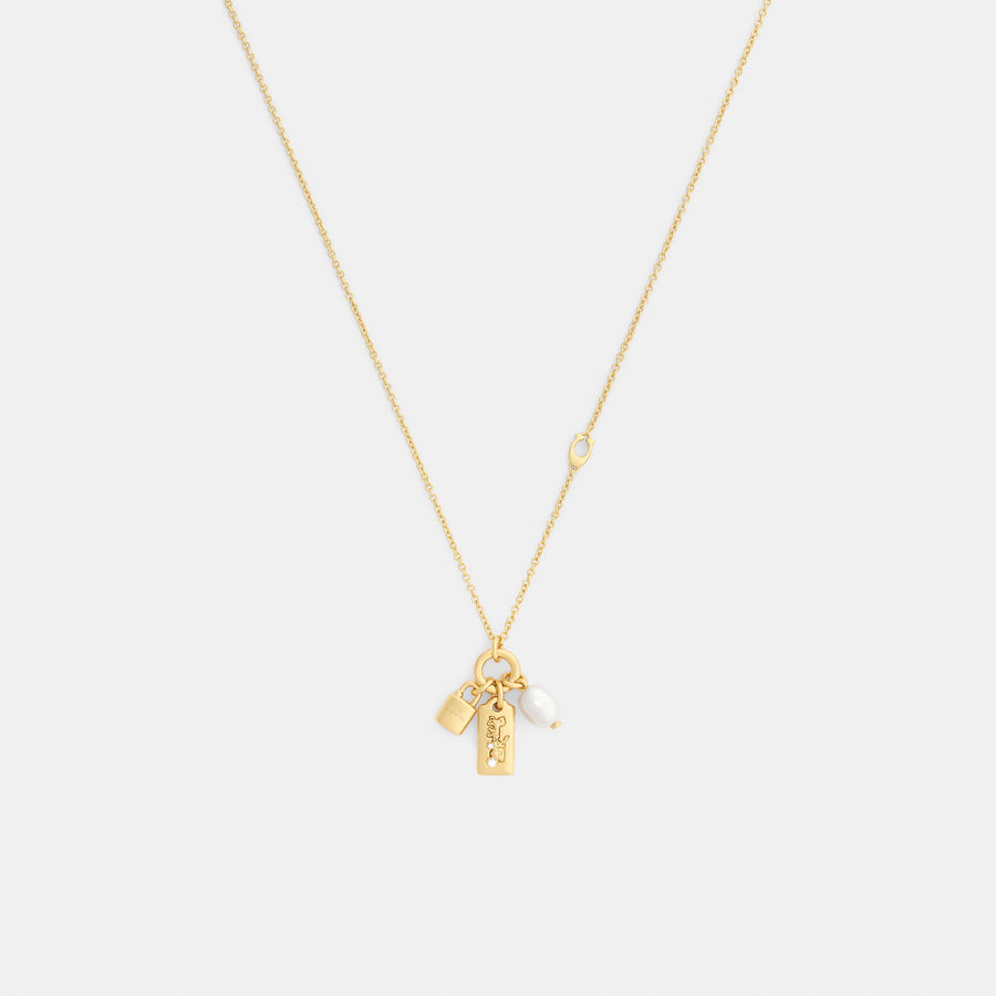 Coach Pearl Charm Pendant Necklace - Gold/Pearl (Women's)