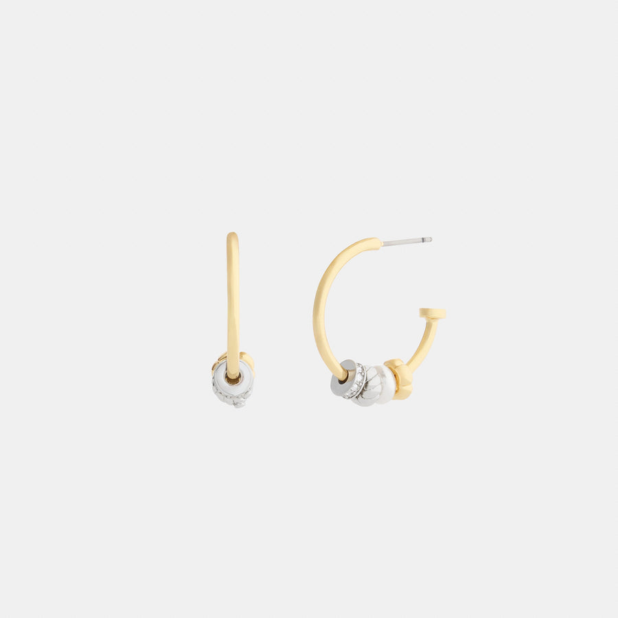 Coach Mixed Rondelle Hoop Earrings - Gold/Silver (Women's)