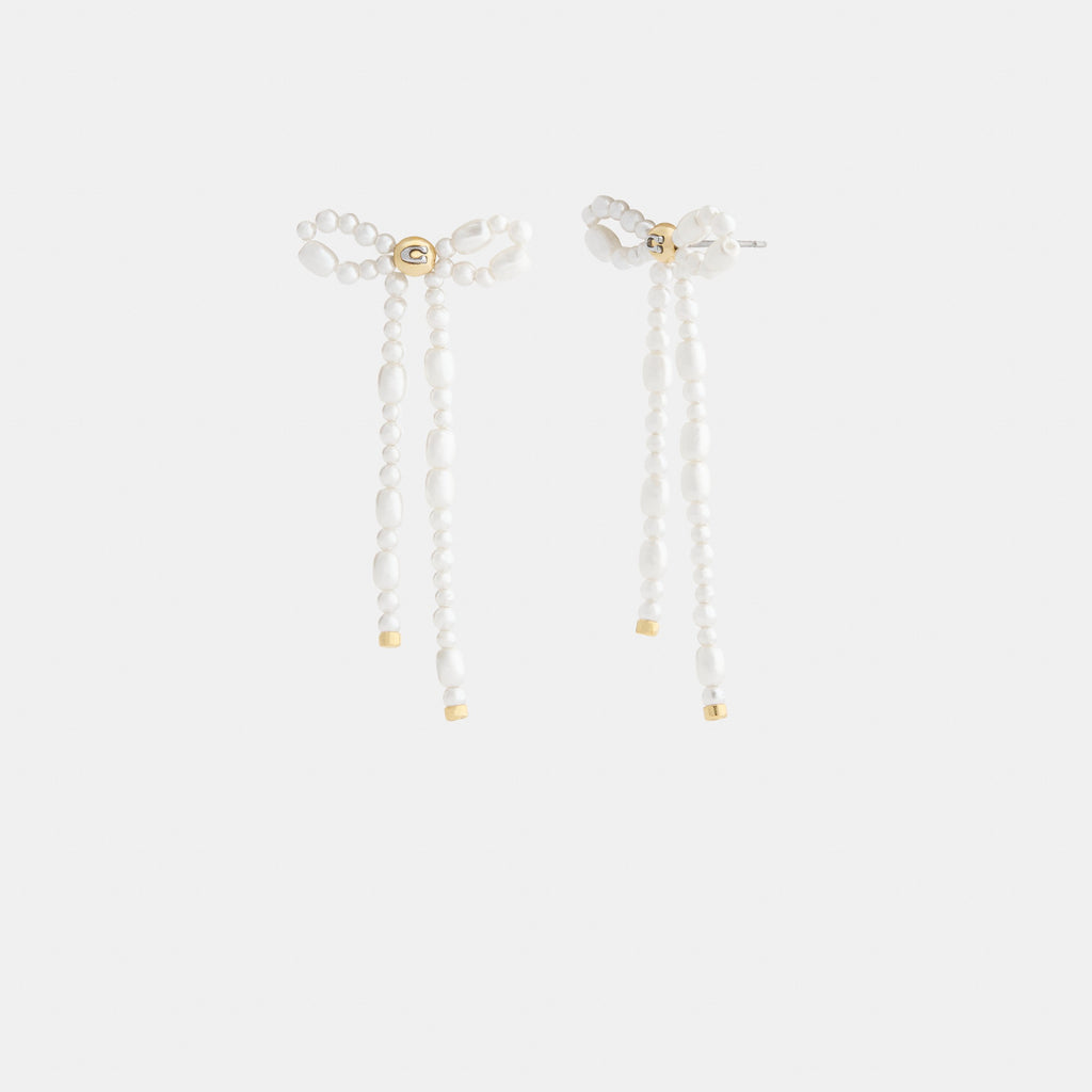 Coach Pearl Bow Earrings - Gold/Pearl