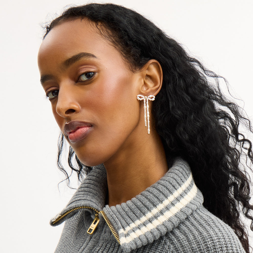 Coach Pearl Bow Earrings - Gold/Pearl (2)