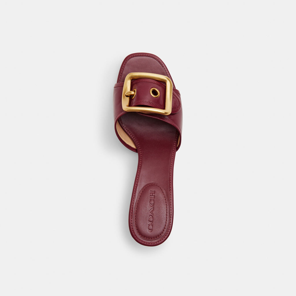 Coach Margot Sandal With Oversized Buckle In Loved Leather - Dark Cherry (3)