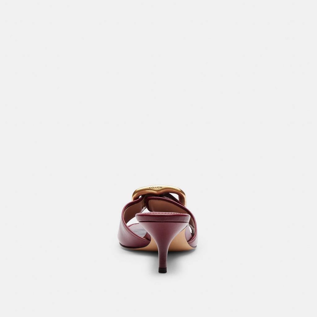 Coach Margot Sandal With Oversized Buckle In Loved Leather - Dark Cherry (4)