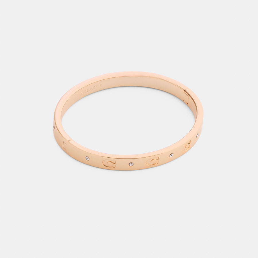 Coach Repeated C Hinged Bangle - Rose Gold (Women's)