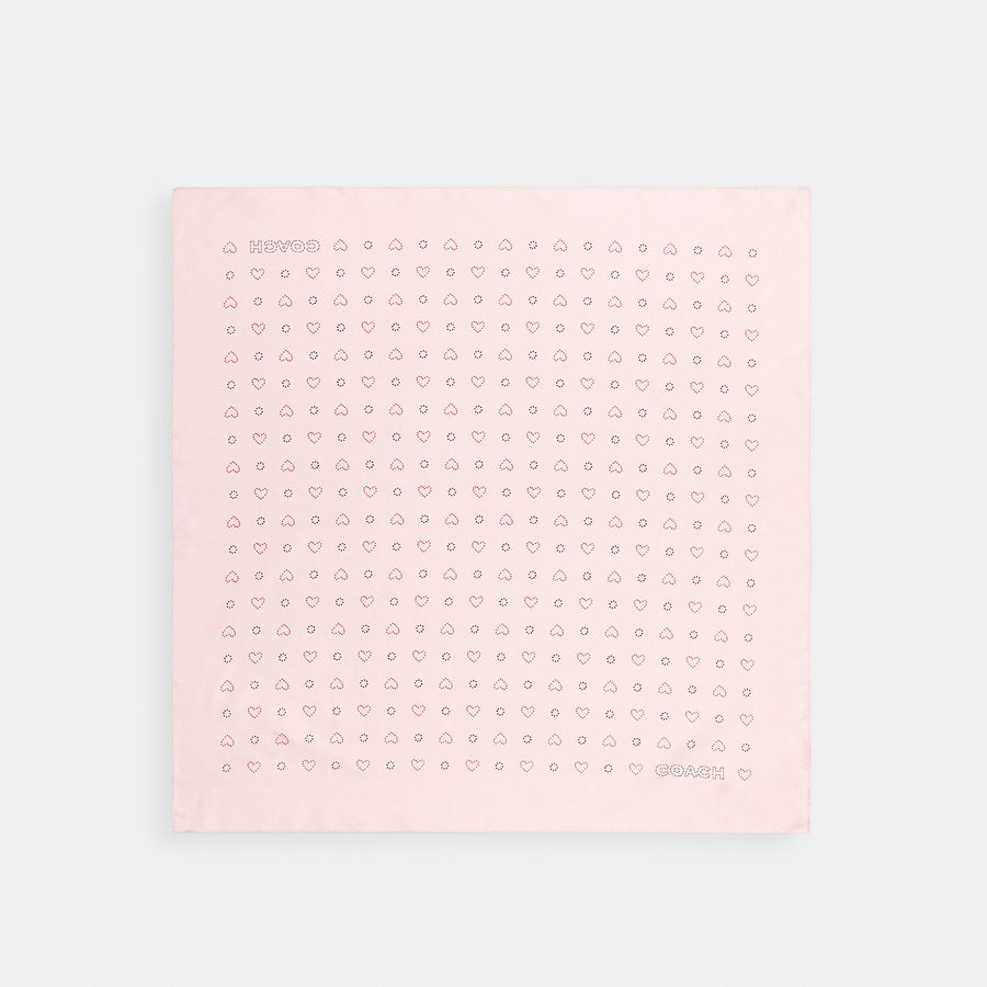 Coach Dotty Heart Print Silk Bandana - Pink/Multi (Women's)