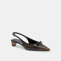 Coach Bow Slingback Heel In Loved Leather - Black Brown (Women's)